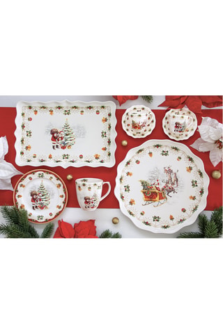 2 platos llanos Nostalgic Christmas - 34,5 cm - Blanco, rojo y verde
