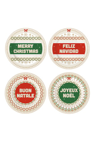 4 platos de postre de porcelana Enjoy Your Christmas - 19 cm