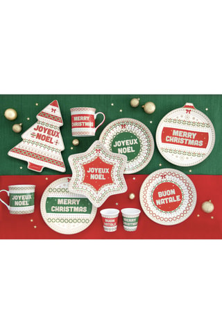 4 platos de postre de porcelana Enjoy Your Christmas - 19 cm