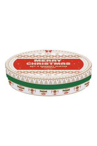 4 platos de postre de porcelana Enjoy Your Christmas - 19 cm