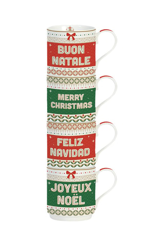 4 tazas de porcelana Enjoy Your Christmas - 27,5 cl