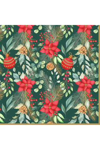 20 servilletas de tela Christmas Joy - 33 x 8 x 33 cm - Rojo y verde