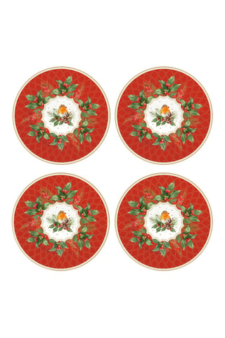 4 platos de postre de porcelana Christmas Berries - 19 cm