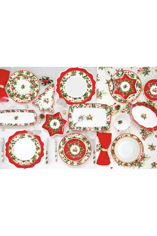4 platos de postre de porcelana Christmas Berries - 19 cm