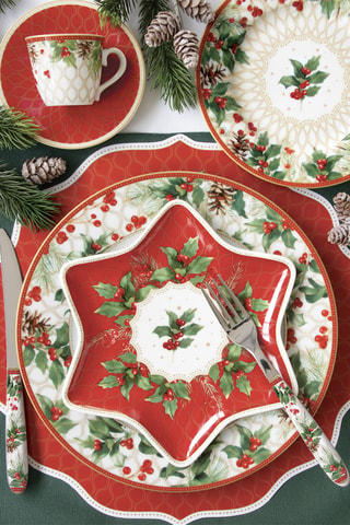 Tarro de porcelana y bambú Christmas Berries - 11 x 16 cm