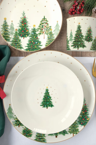 Taza de café y platillo de porcelana Festive Tree