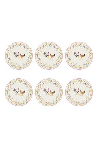 6 platos de postre de porcelana Country Life - 19 cm