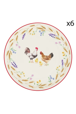 6 platos de postre de porcelana Country Life - 19 cm