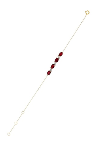 Pulsera Baru - Oro amarillo, diamantes naturales y rubí