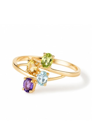 Anillo Bornéo - Oro amarillo, amatista, topacio, citrino y peridoto
