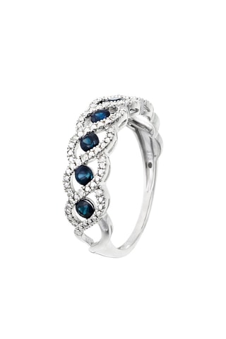 Anillo Tarlac - Oro blanco, diamantes y zafiros