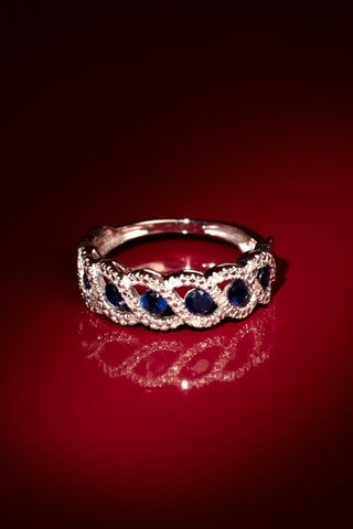 Anillo Tarlac - Oro blanco, diamantes y zafiros