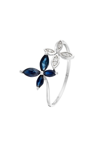 Anillo Héméra - Oro blanco, diamantes y zafiros