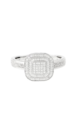 Anillo - 
Oro blanco y diamantes naturales