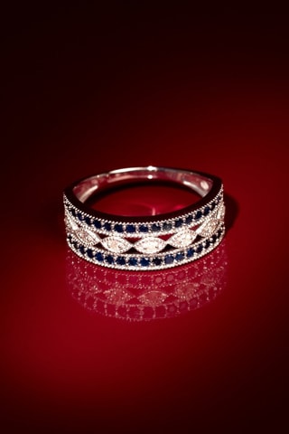 Anillo Mélisandre - Oro blanco, diamantes y zafiros