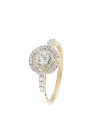 Anillo Nosy - Oro amarillo, diamantes naturales y topacio