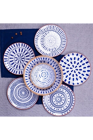 6 assiettes plates en porcelaine Santorin - 27 cm