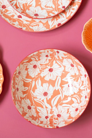 6 assiettes creuses en porcelaine - 21 cm