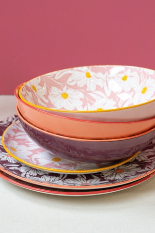 6 assiettes creuses en porcelaine - 21 cm