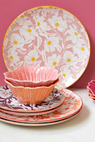 6 assiettes plates en porcelaine - 27 cm