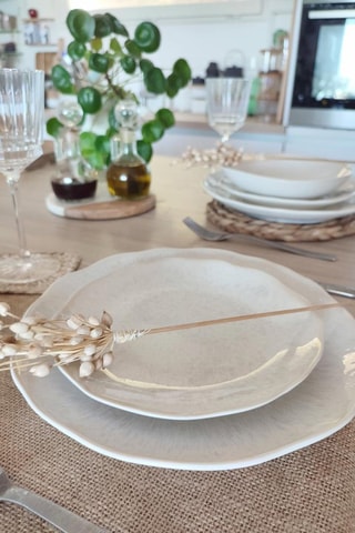 6 assiettes creuses en céramique Nuage - 20 cm