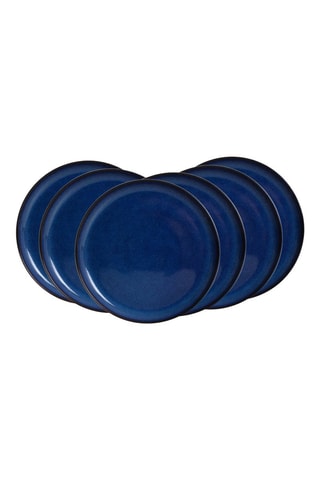6 assiettes plates en céramique Blue Moon - 27 cm