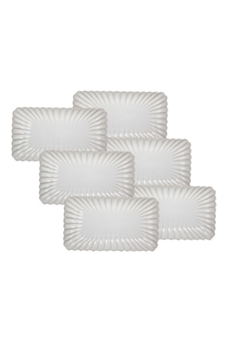6 assiettes plates en porcelaine Coquillages - 20,5 x 11,5 x 2,8 cm