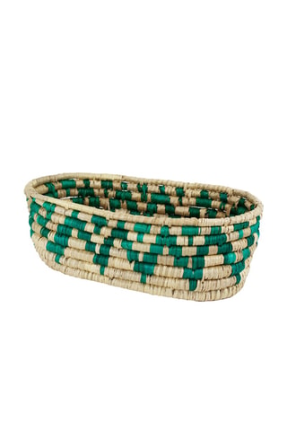 Panier Mandela - 31 x 15 x 9 cm - Beige et vert