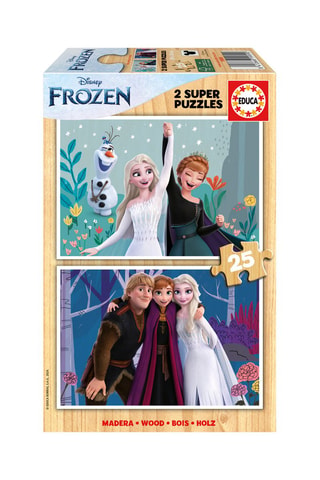2 puzles Elsa, Anna, Olaf y Kristoff Frozen Disney de madera - 2 x 25 piezas - Desde 3 años