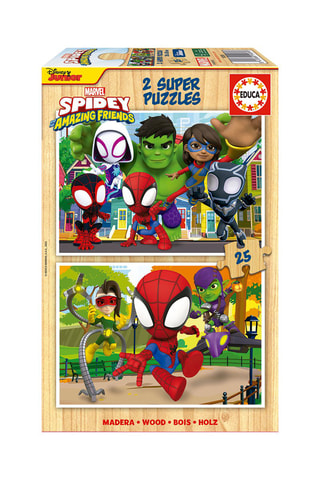 2 puzles Spidey y su superequipo Marvel Disney Jr de madera - 2 x 25 piezas - Desde 3 años