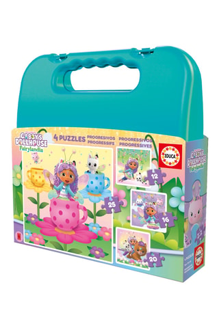 Maletín de 4 puzles Maleta progresivos gabby's dollhouse - 73 piezas - Desde 3 años