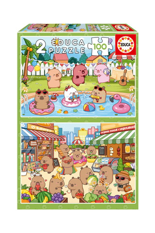 2 puzles Capybaras ®capyfun - 2 x 100 piezas - Desde 6 años