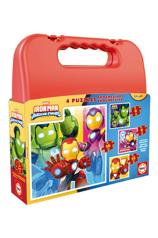 4 puzles Maleta progresivos iron man & his awesome friends 6 - Desde 3 años