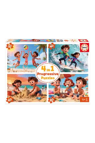4 puzles La playa - 200 piezas - Desde 4 años