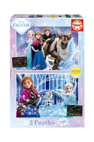 2 puzles Frozen neon - 2 x 100 piezas - Desde 8 años