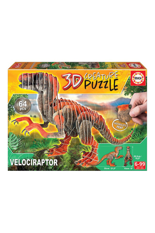 Puzle Velociraptor 3d creature puzzle -  64 piezas  -  Desde 6 años