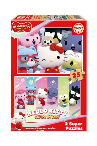2 puzles Hello Kitty super style (madera) - 2 x 25 piezas - Desde 3 años