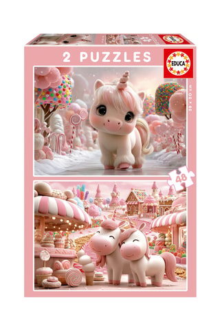 2 puzles Unicornios dulces - 2 x 48 piezas - Desde 4 años