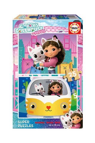 2 puzles Gabby's dollhouse (madera) - 2 x 25 piezas - Desde 3 años