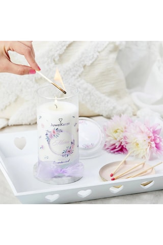 Vela perfumada y pendientes Weil du besonders bist - Flores frescas