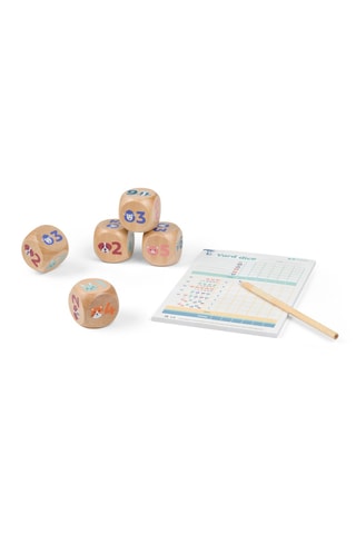 Jeu de dés Yatzy Junior en bois - 7 pièces - Dès 6 ans