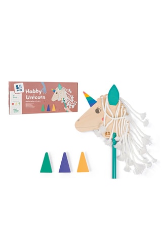 Cheval bâton licorne en bois - 4 pièces - Dès 3 ans