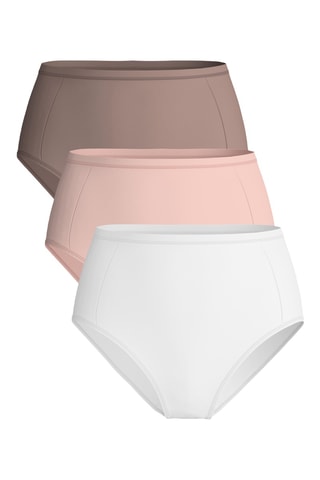 3 Slips Hoge Taille - Wit en Roze en Taupe