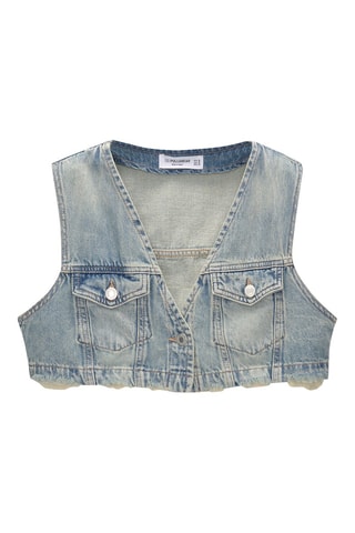 Gilet court sans manches en jean - Bleu clair