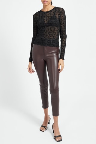 Pantalon skinny taille haute Marron