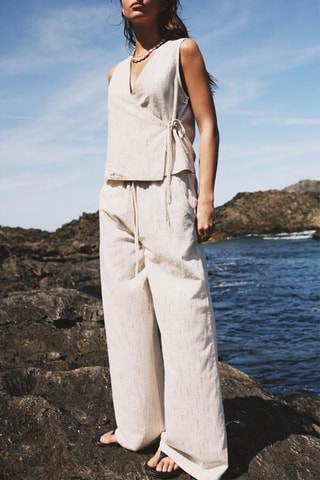 Pantalon taille haute - Ecru