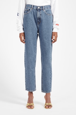 Jean mom taille haute Bleu