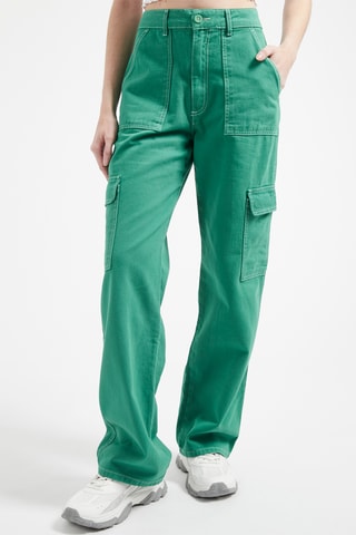 Jean cargo taille haute Vert
