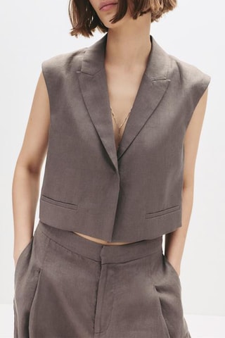 Veste sans manches en lin - Taupe
