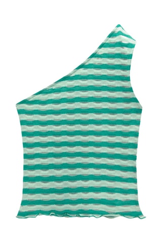 Top asymétrique - Blanc et vert